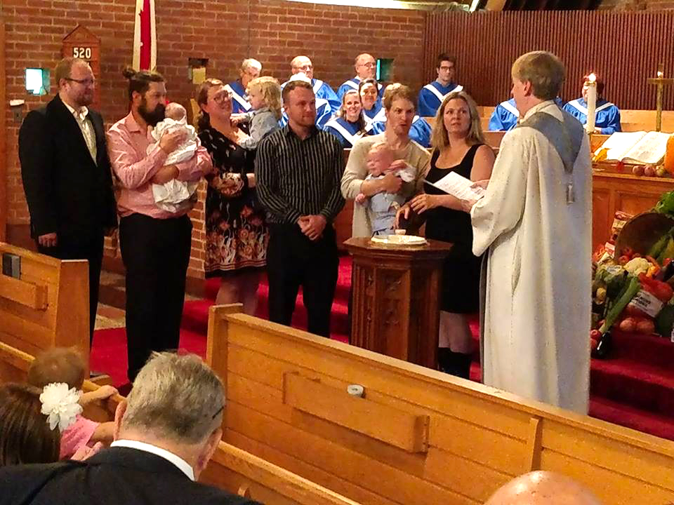 A baby is baptized
